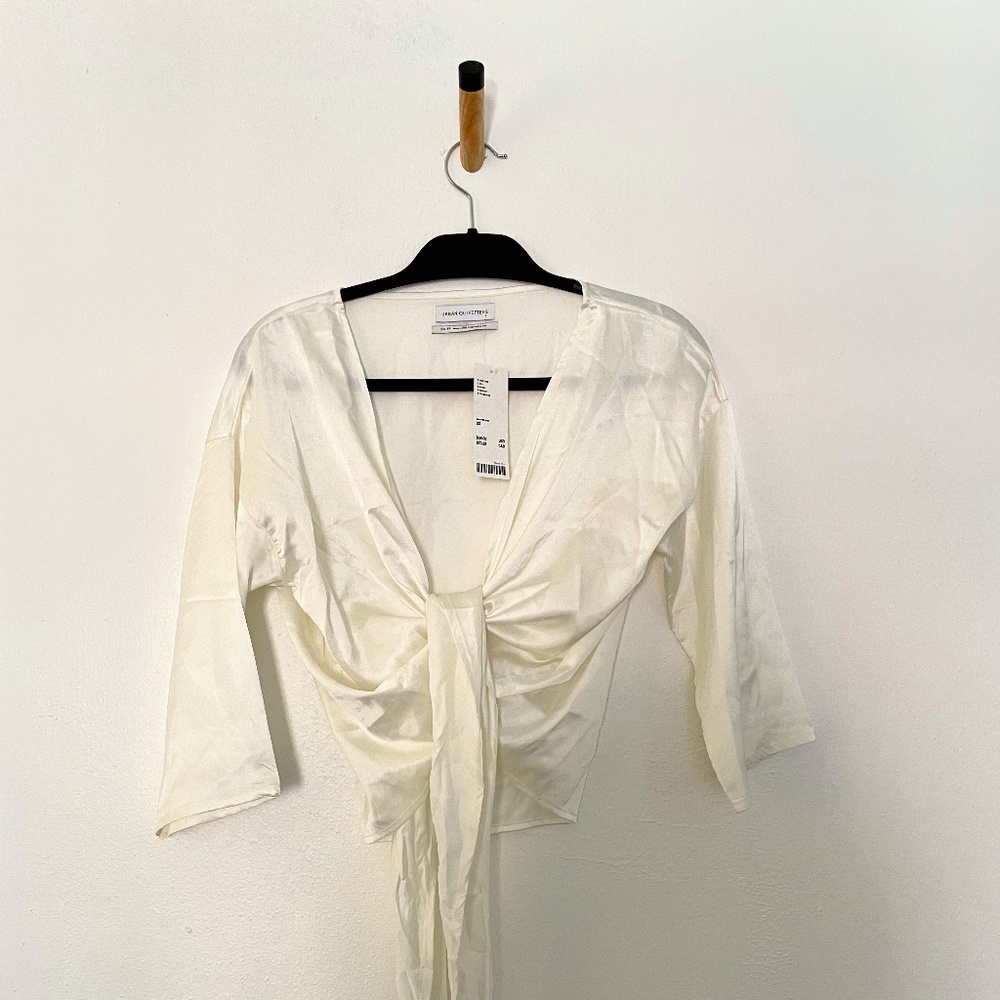 NEW Urban Outfitters Silky Tie Long Sleeve Top